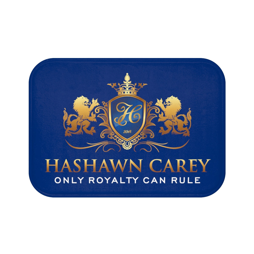 Hashawn Carey Logo Royal Blue Microfiber Bath Mat - Hashawn Carey Apparel